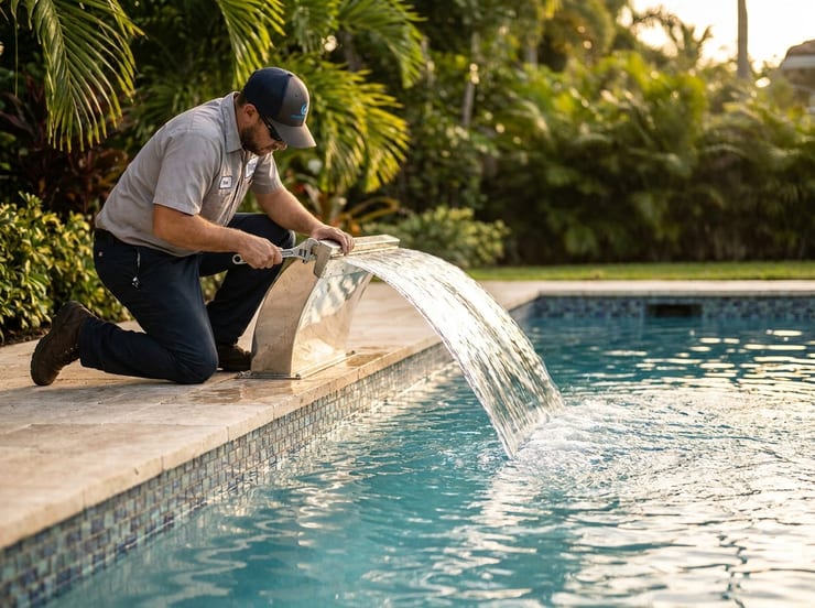 reparación de cascada de piscina