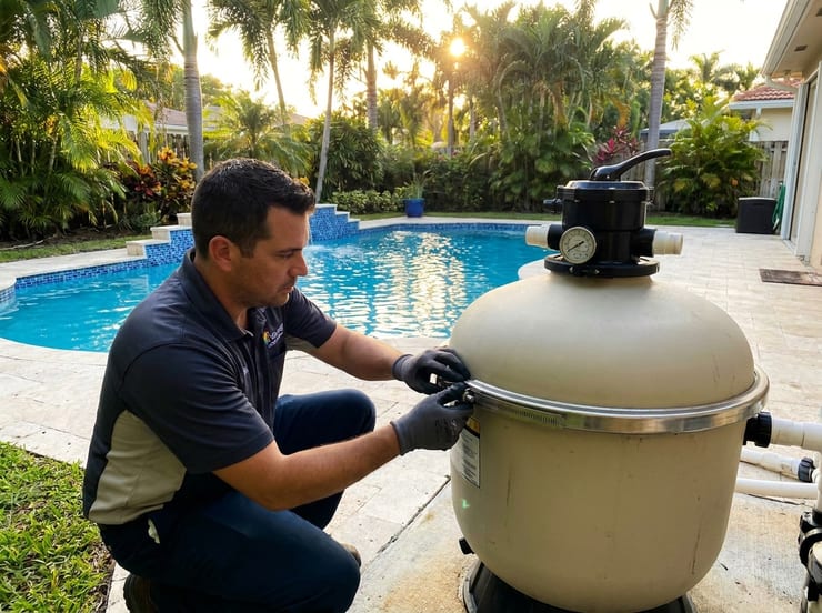 reparación de filtro de piscina